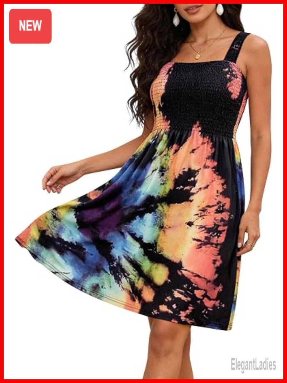 Strapless Floral Tube Top Sundress Smocked Beach Dress for Women Summer